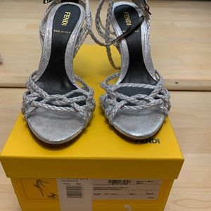 Gorgeous Fendi silver heels sandals